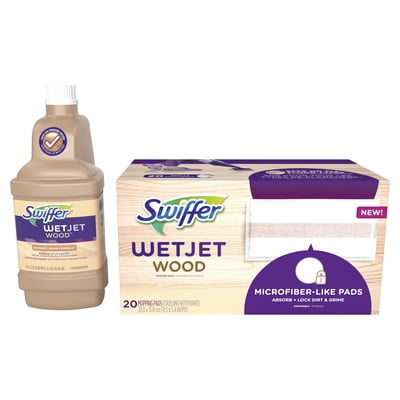 Swiffer WetJet Wood Mopping Solution Refill and 20 Ct Swiffer WetJet Wood Mopping Pads
