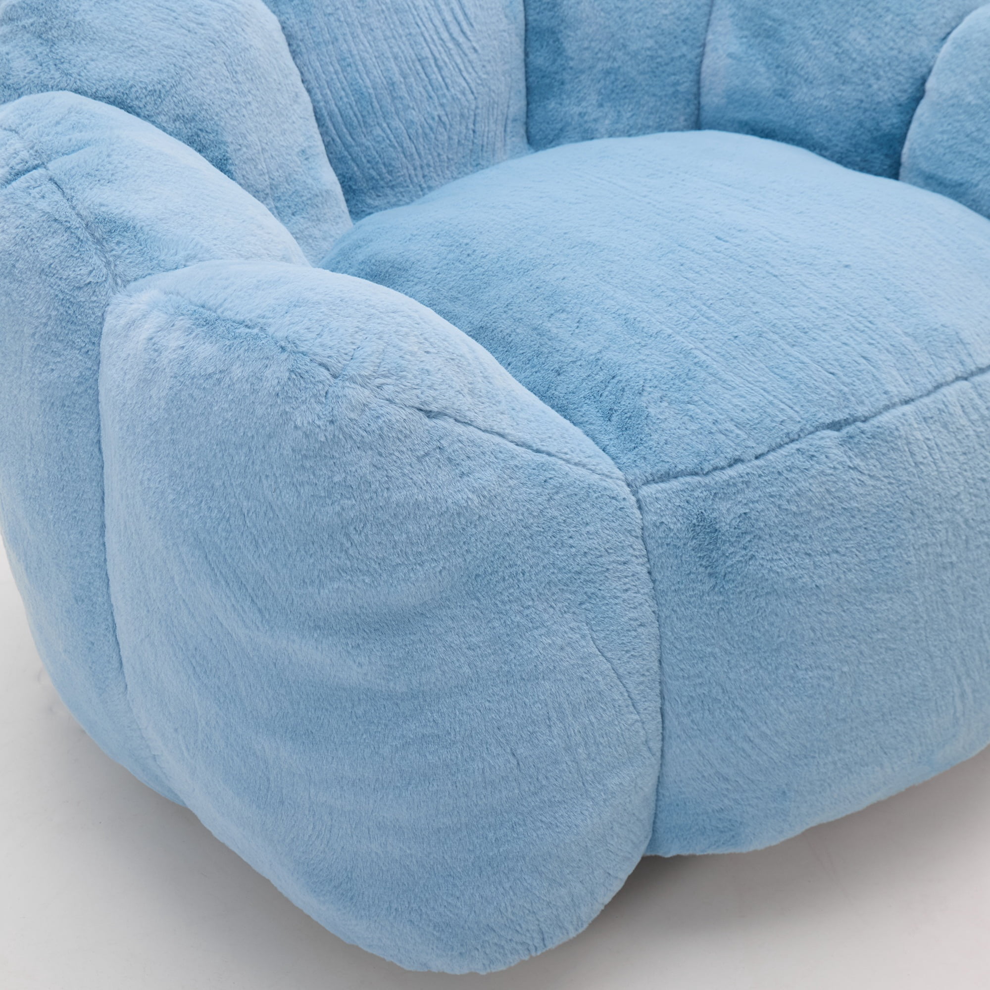 Peispie Lotus Flower Bean Bag Chair for Adults & Teens, Comfy Floor Sofa Lounge Chair with Armrests & Handle, High-Density Memory Foam Filled Pillow Reading Accent Chair for Bedroom, Blue
