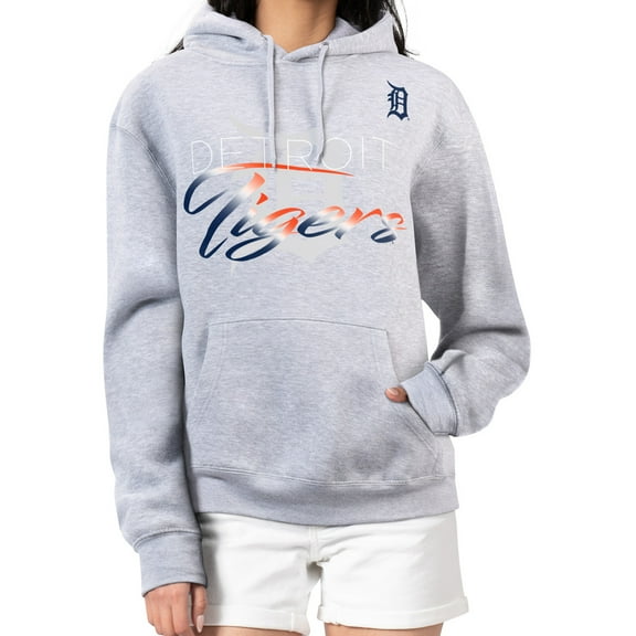 Women's G-III 4Her by Carl Banks Heather Gray Detroit Tigers Shadow Logo Graphic Pullover Hoodie