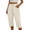 Beige, variant on Summer Capris for Women Pleated Button Pockets Loose Lightweight Casual Linen Capri Pants with Drawcord (XL, Army Green)