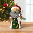 thumbnail image 1 of Resin Santa Figurine Holiday Desktop Ornament With Candy Cane Green Coat And Moon Design For Festive Home Display Decoration, 1 of 5