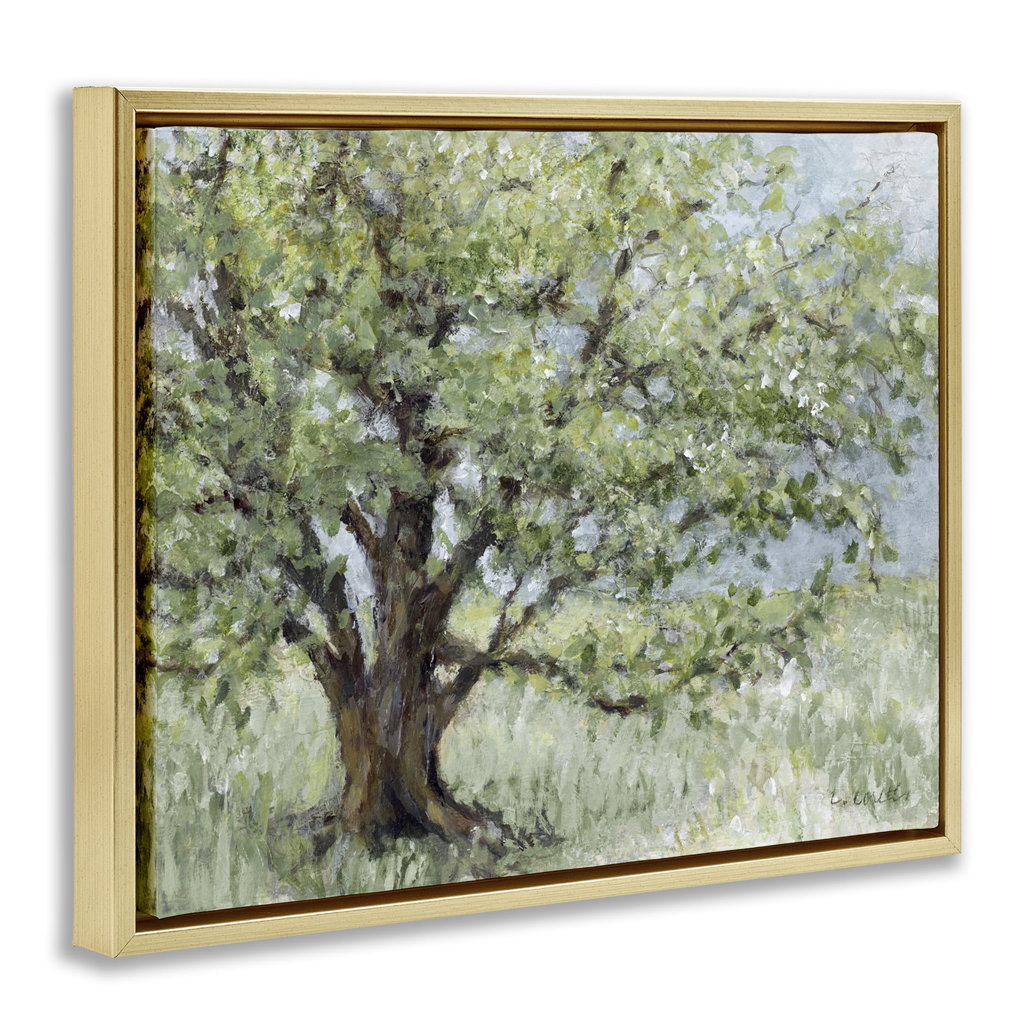 Stupell Industries Summer Oak Splendor Landscape Gold Framed Floater Canvas Wall Art, design by Lanie Loreth