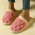 thumbnail image 4 of Viluyesy Womens Scuff Slippers Braided Fuzzy Plush Corduroy Trim Closed Toe Non Slip Warm Indoor House Slides Pink Size 6-7, 4 of 6