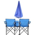 thumbnail image 6 of Double Portable Picnic Chair Set with Umbrella, Folding Camping Chairs with Table, Beverage Holder, Cooler, and Carrying Bag for Outdoor, Patio, Beach, and Park, 6 of 8