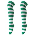 thumbnail image 2 of ibiyuan Kids Socks Ribbed Striped Over The Knee Socks Soft Stretch Boys Girls Ages 6-12 Casual Wear Back To School,Green, 2 of 2