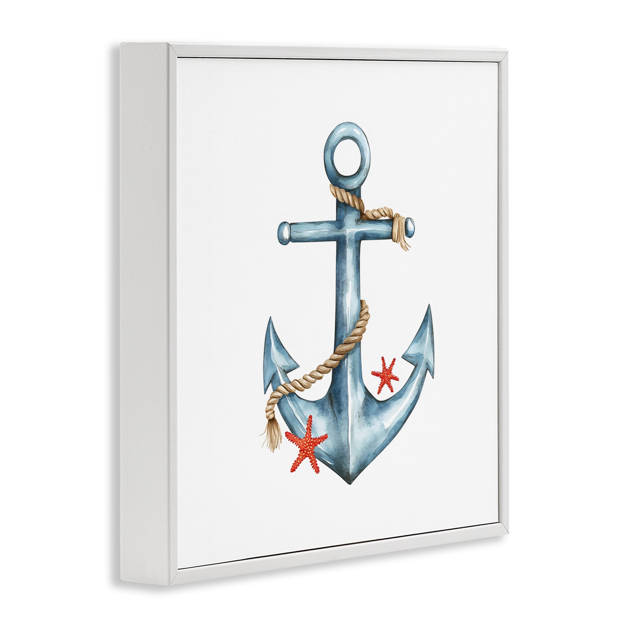 Stupell Industries Cute Sailor Anchor with Starfish White Framed Giclee Art, design by LSR Design Studio
