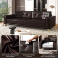 thumbnail image 4 of Timbernest 92.1" Sleeper Sofa King Size, 3 in 1 Convertible Sofa Bed, Faux Leather Oversized 4 Seater Couch with Pull Out Bed for Living Room, Tufted Design, Dark Brown, 4 of 16