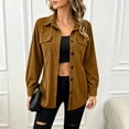 thumbnail image 6 of Ynynloco Women's Corduroy Button Down Shirts Boyfriend Long Sleeve Oversized Blouses Tops, 6 of 7