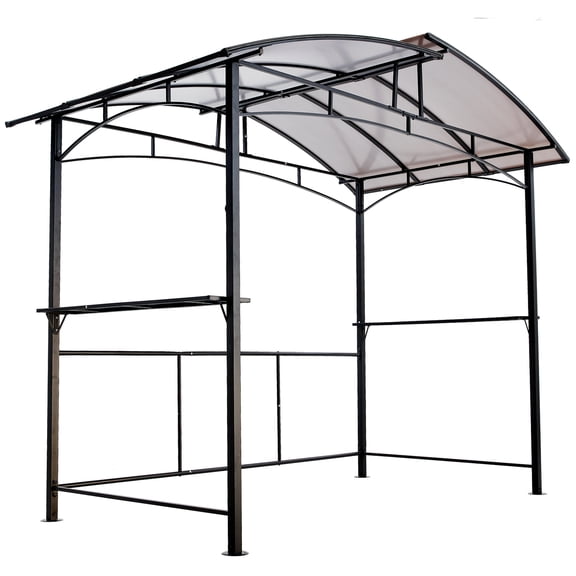 Metal Grill Gazebo With Steel Hardtops Side Shelves Easy Assembly UV-Resistant Canopy BBQ Shelter For Outdoor 8x5ft