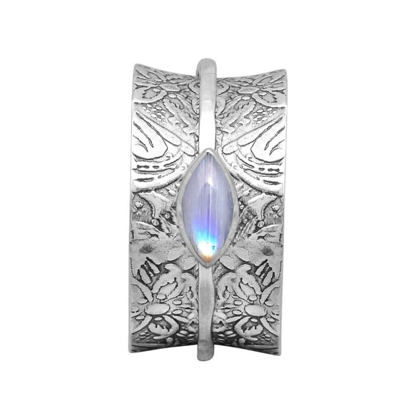 Marquise Moonstone Single Band 925 Sterling Silver Women Spinner Ring US-6.5