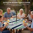 thumbnail image 3 of Round Outdoor Tablecloth with Umbrella Hole and Zipper, Green Grey Striped Tablecloth with Elastic Waterproof, Farmhouse Stripes Modern Abstract Art Patio Table Covers for 55" - 60" Pool Tables, 3 of 9