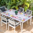 thumbnail image 2 of Easter Table Cloths for 3 Foot Rectangle Tables, Watercolor Eggs Flowers Berry Plants Purple Plaid Patio Waterproof Elastic Fitted Tablecloths, Washable Rectangular Table Cover for Camping, 2 of 8
