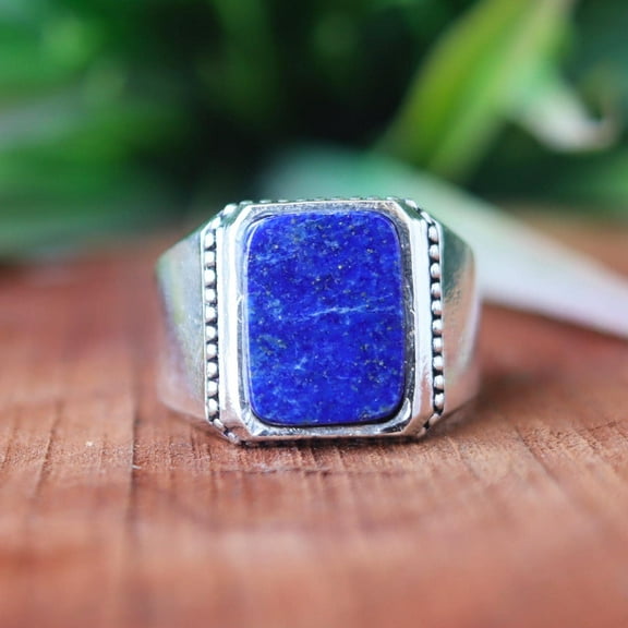 Lapis Lazuli Ring, 925 Sterling Silver Ring, Handmade Jewelry, Bold Rectangular Gemstone Ring, Unisex Jewelry, Statement Ring, Signet Ring**
