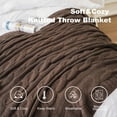 thumbnail image 3 of Battilo Brown Cable Knit Blankets, Herringbone Decorative Knitted Throw,Housewarming Gifts,50"x60", 3 of 6