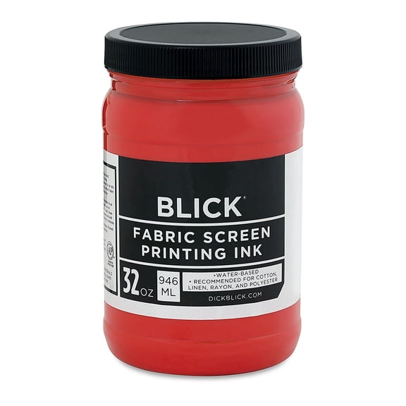 Blick Water-Base Acrylic Textile Screen Printing Ink - Red, Quart