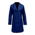 thumbnail image 4 of Luwomo Plaid Wool Coats for Women Fall Winter Casual Checkered Long Dress Blazer Jackets Trench Coats Peacoats,Blue,2XL, 4 of 5