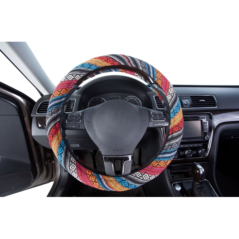 Auto Drive Boho Steering Wheel Cover, Anti-Slip Polyester photo 1