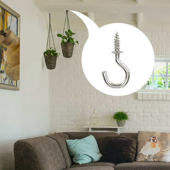 Unique Bargains 30pcs Cup Ceiling Hooks 1-1/2 Inch Nickel Plating Screw-in Ceiling Wall Thread Hooks Great for Indoor Outdoor Plants