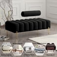 thumbnail image 6 of Miniyam Sherpa Bedroom Bench with Adjustable Backrest and Gold Metal Legs, Black, 6 of 8