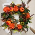 thumbnail image 5 of Halloween Fall Front Door Wreaths, Hydrangea Peony Pumpkin Wreath Harvest Decor, Twig-Base Autumn Wreath, Thanksgiving Farmhouse Decor for Indoor Outdoor Seasonal Gift, 5 of 6