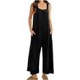 thumbnail image 3 of FAIWAD Rompers for Women Casual Knit Sleeveless Wide Leg Long Pants Overalls Summer Loose Jumpsuit with Pockets, 3 of 6