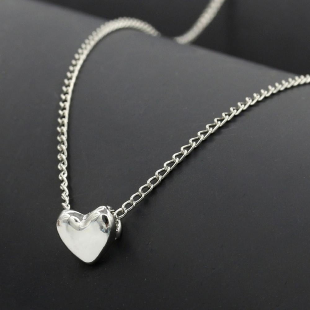 Tiny Elegant Lovely Small Gold/Silver Love Heart CuteShort Necklace Present Gift
