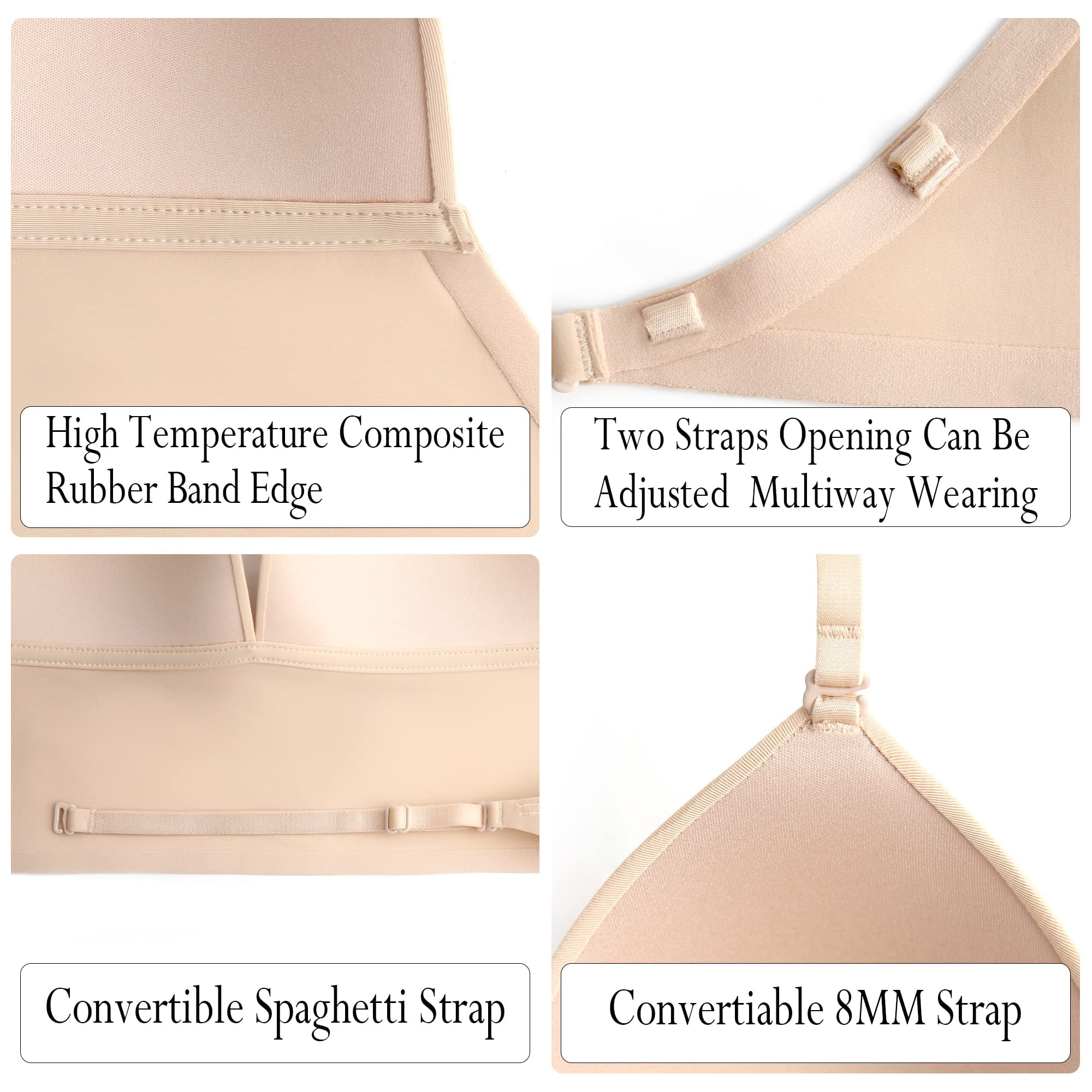 Strappy Low Back Bra for Women -Deep V Low Cut Backless Bralette Multiway Convertible  Straps Halter Bra for Low Back Dress 