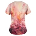 thumbnail image 4 of Women's Scrub Tops Multi Pocket V Neck Short Sleeve Floral Printed Scrub Shirts, 4 of 4