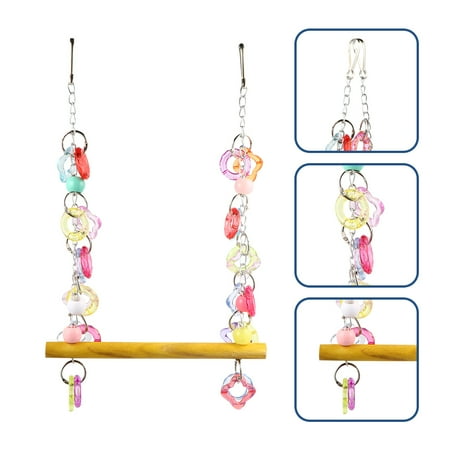 TABLZONE Natural Wood Bird Hanging Swing with Plastic Buckle Durable for Pet Birds