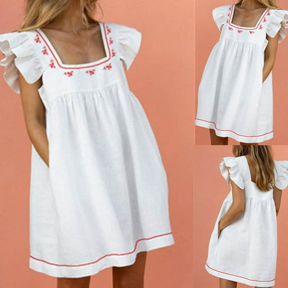 CEHVOM Women's Fashion Summer Floral Casual Loose Print Color Tank Top Skirt Dress