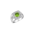 thumbnail image 4 of RYLOS Mens Rings Sterling Silver Designer Round Gemstone &  Sparkling Diamond Ring Peridot August Birthstone Rings For Men, Men's Rings, Silver Rings, Sizes 8 - 13, 4 of 8