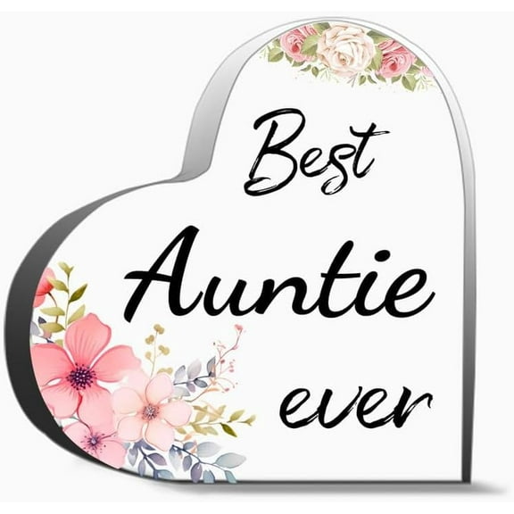 Best Auntie Ever Thank You Gifts For Women Men, Decoration Heart Shape Acrylic Sign Gift