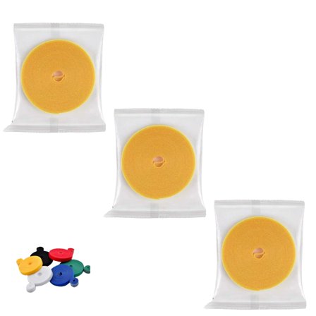 3 Rolls of 0.5 Inch Wide Stretch Strapping Garden Tie Tape, Plant Supports, Garden Ties for Climbing Plants, Plant Twist Tie for Plant Gardening, Home, Office, 50 Feet Long in Total,yellow