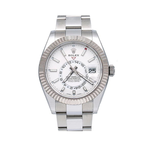 Pre-Owned Rolex Sky-Dweller 42MM 326934 White Dial Fluted Bezel Stainless Steel Oyster Bracelet