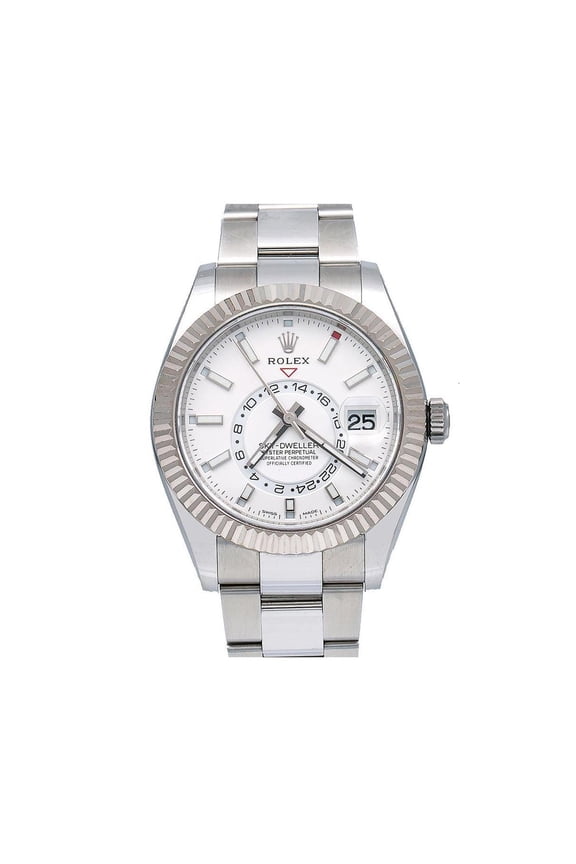 Pre-Owned Rolex Sky-Dweller 42MM 326934 White Dial Fluted Bezel Stainless Steel Oyster Bracelet