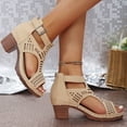 thumbnail image 3 of Modstep Womens Open Toe Sandals Summer Hollow Out Dress Booties Zipper Chunky High Heel Summer Walking Shoes with Arch Support Beige size 9.5, 3 of 7