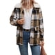 thumbnail image 3 of Chaqueta de Solapa A Cuadros para Mujer, de Larga, con Capucha de Forro , Abrigo Cálido para Otoño e Invierno Caqui M, 3 of 10