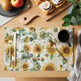 thumbnail image 2 of Placemat Set of 4 Sunflower Placemats for Dining Table Watercolor Floral Vintage Washable Table Mats for Kitchen and Party Decor Indoor & Outdoor Use, 2 of 8