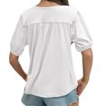 thumbnail image 5 of Summer Short Sleeve Women V Neck Solid Puff Sleeve T Shirt, 5 of 6