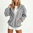 thumbnail image 2 of Hduncf Zip Up Hoodies for Girls Y2K Casual Long Sleeve Hooded Sweatshirts with Pockets Jacket Fall Winter Clothes Gray 5-6Years, 2 of 9