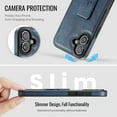 thumbnail image 6 of Mangetic Case for Apple iPhone 16, Foldable Kickstand Slim Fit Back Cover Compatible with Car Mount Drop Protective Shockproof Phone Case for iPhone 16, Blue, 6 of 6