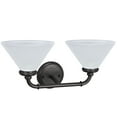 thumbnail image 3 of Aspen Creative 62146, Two-Light Metal Bathroom Vanity Wall Light Fixture, 6-1/2" Wide, Transitional Design in Oil Rubbed Bronze with Frosted Glass Shade, 3 of 6