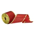 thumbnail image 1 of Unique Bargains Christmas Polyester Ribbon 2' 10 Yard Glitter Ribbon Gold Iron Wired Edge Easy to Shape DIY Crafts Red, 1 of 7