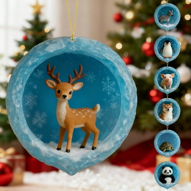 Listado De Acrílicos Adorno De Árbol De Navidad Acrílico De 8cm Con Estampado De Animales, Doble Cara, Irrompible, Para Colgar, Ideal Como Regalo Para Familiares Y Compañeros (1 Unidad) Rkxzt