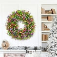 thumbnail image 2 of Piwvid Spring Summer Wreath for Front Door, Farmhouse Colorful Artificial Eucalyptus and Flower Wreath, 28cm All Season Welcome Sign for Home Porch Decor, 2 of 7