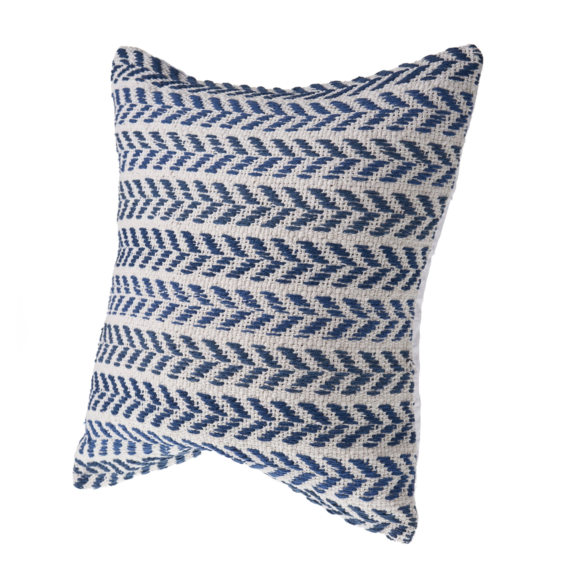LR Home Ariya Indigo/White Chevron Cotton Adult Decorative Throw Pillow Cover
