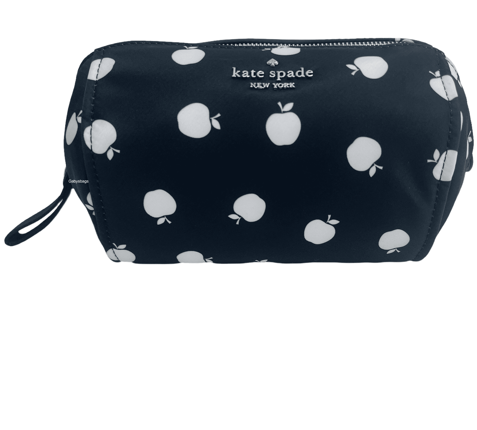Kate Spade Chelsea Little Better Nylon Medium Cosmetic Bag Black Multi  Apple 