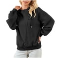 thumbnail image 1 of GigrtiJin Sweat à Capuche pour Femmes, Manches Longues, Col Rond, Pull-Over, Blouses Décontractées, Couleur Unie, 1 of 8
