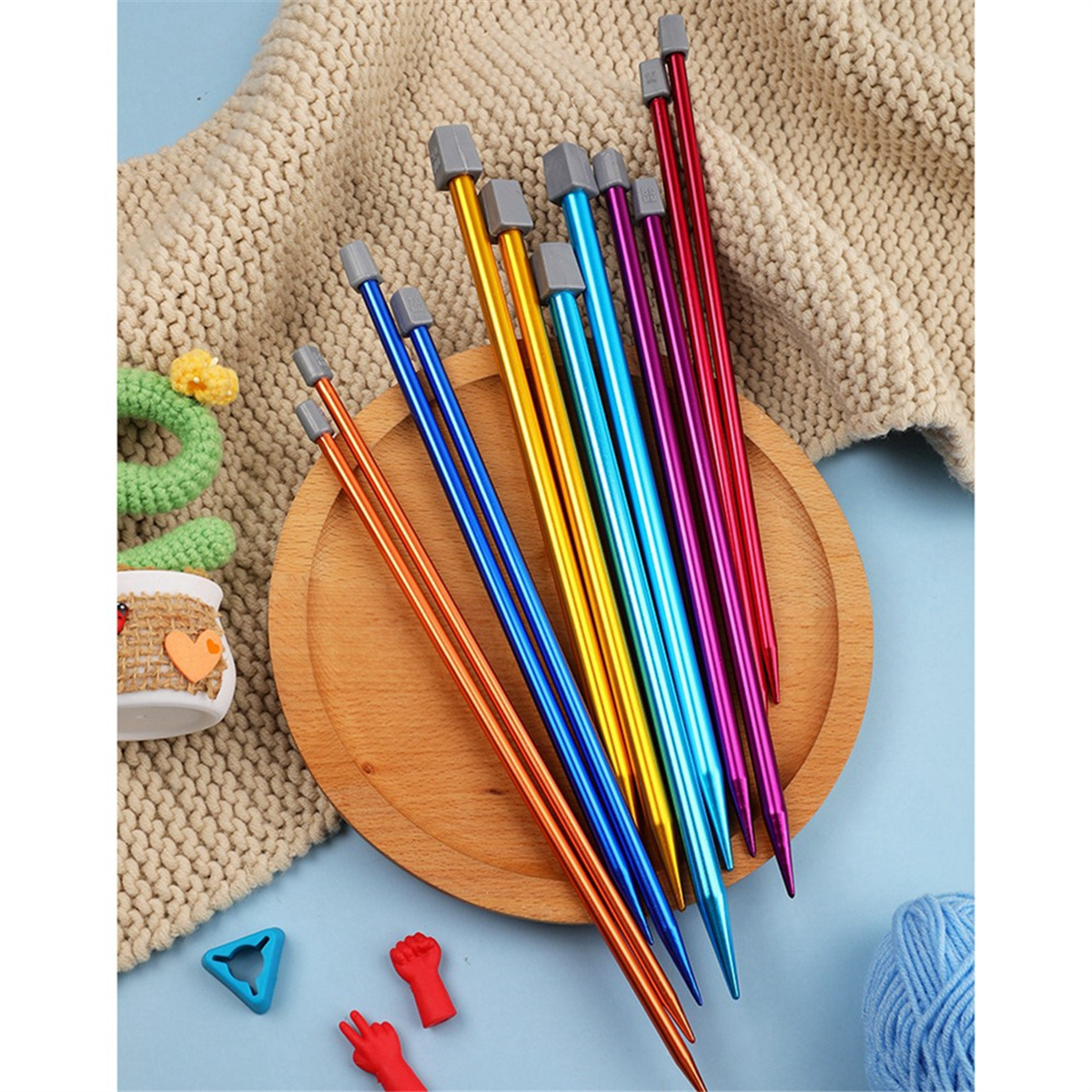 Symkmb 14PCS Stainless Steel Knitting Needles Set Pointed Needles Knitting Crochet Supplies for Beginners Handmade(2-10mm) 35cm Stainless steel Multicolor