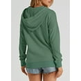 thumbnail image 6 of Blibea Button Down Sweatshirts for Women Drawstring Kangaroo Pocket Casual Sweatshirt Green XL, 6 of 8
